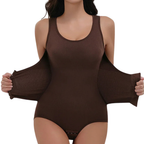 body gainant ceinture zippé marron femme