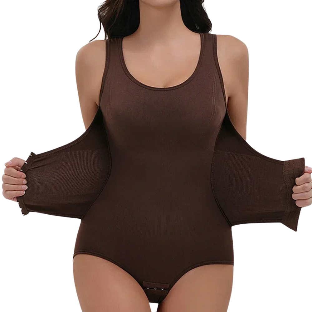 body gainant ceinture zippé marron femme