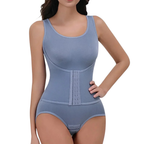 Body gainant ceinture zippé bleu femme