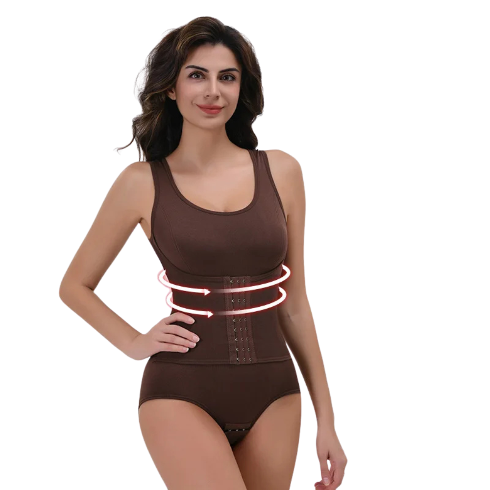 body gainant ceinture zippé femme marron