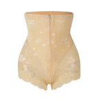 Short taille haute en dentelle beige
